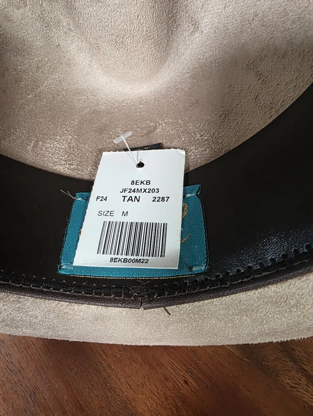 NWT Journey Wide Brim Fedora Hat Tan Cream felt Ribbon Accent Size M